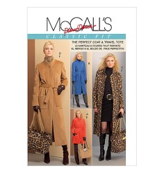 5767 McCalls LINED COAT 3 LENGTHS, BELT,  TRAVEL TOTE BAG PATTERN 8-14; 16-24 CHOICE